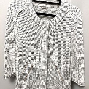 AMS Pure Women's Button Down Jacket With Lamb Leather Trim.  Size 8.  Perfect.